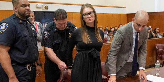 Anna Sorokin, who a New York jury convicted last month of swindling more than $200,000 from banks and people, reacts during her sentencing at Manhattan State Supreme Court New York, U.S., May 9, 2019.