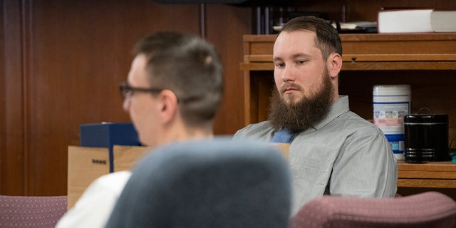 Joseph Morrison appears before Jackson County Circuit Court Judge Thomas Wilson on Wednesday, Oct. 5, 2022 for trial in Jackson, Mich.