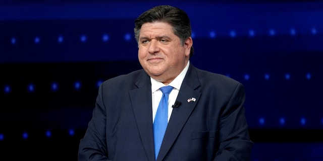 llinois Gov. JB Pritzker participates in the Illinois Governor's Debate with Republican gubernatorial challenger state Sen. Darren Bailey at the WGN9 studios.