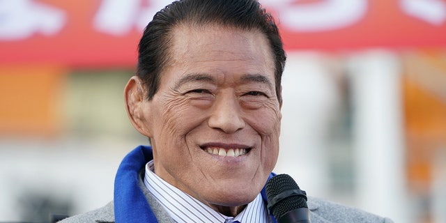 Professional wrestler Antonio Inoki speaks at an event on October 31, 2020, in Yokohama, Kanagawa, Japan.