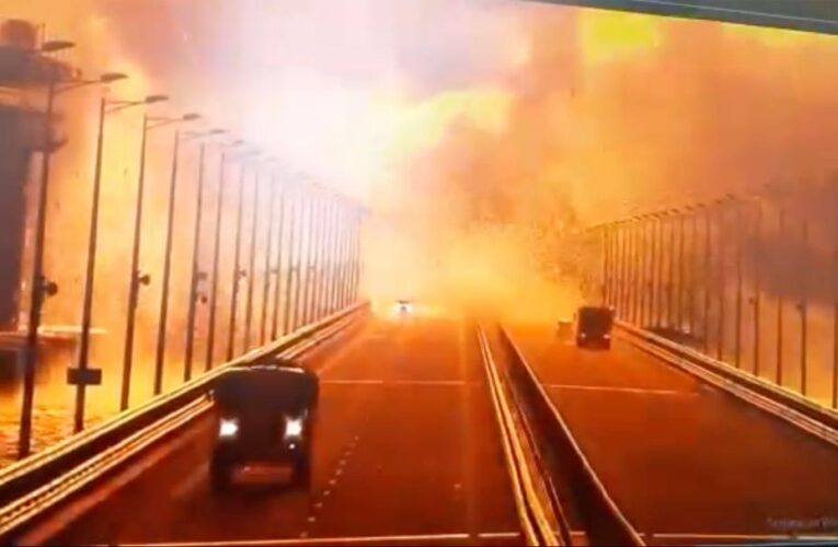 Fireball that destroyed part of Russia-Crimea bridge seen in wild video