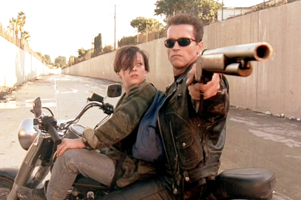  Edward Furlong and Arnold Schwarzenegger in "Terminator 2: Judgment Day" in 1991.