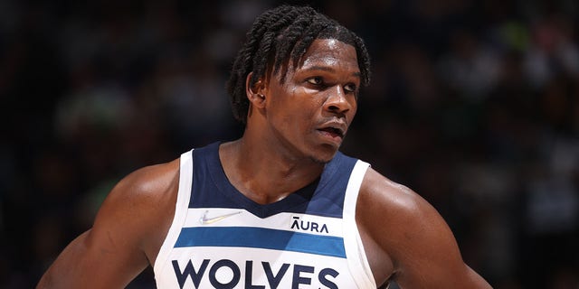 Anthony Edwards of the Minnesota Timberwolves during the 2022 Play-In Tournament April 12, 2022, at Target Center in Minneapolis. 