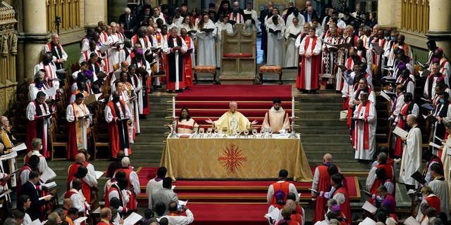 Archbishop of Canterbury Justin Welby leads the opening service of the 15th Lambeth Conference at Canterbury Cathedral in Kent on July 31, 2022.