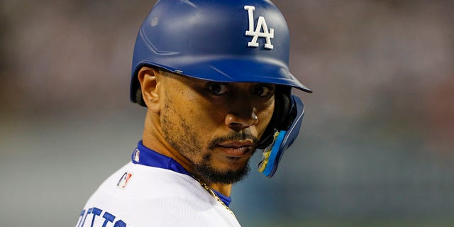 Los Angeles Dodgers right fielder Mookie Betts during the NLDS Game 2 against the San Diego Padres Oct. 12, 2022, at Dodger Stadium in Los Angeles. 