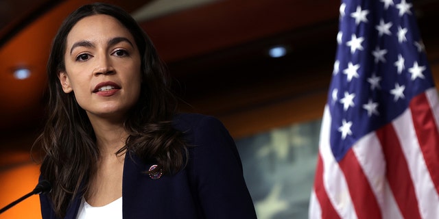 WASHINGTON, DC - DECEMBER 08: U.S. Rep. Alexandria Ocasio-Cortez, D-NY, speaks during a news conference at the U.S. Capitol December 8, 2021 in Washington, DC. 