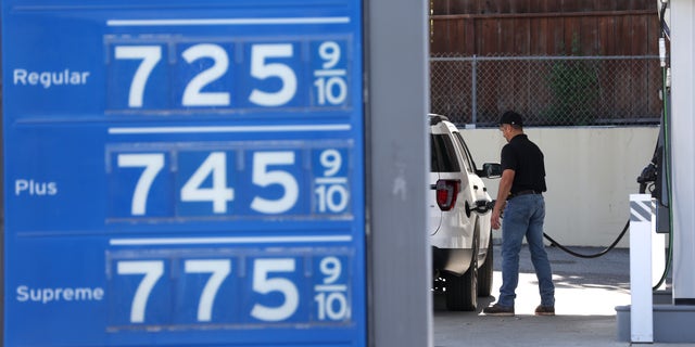 Gas prices over $7.00 a gallon are displayed at a Chevron gas station on May 25, 2022 in Menlo Park, California. As gas prices surge to record highs across the United States, the San Francisco Bay Area has the highest prices in the country where the average price of a gallon of regular gasoline is $6.06. The average national price is $4.59 per gallon. (Photo by Justin Sullivan/Getty Images)