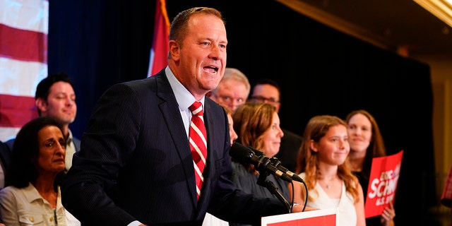 Missouri Attorney General Eric Schmitt speaks at an election-night gathering after winning the Republican primary for U.S. Senate on Aug. 2, 2022, in St. Louis.