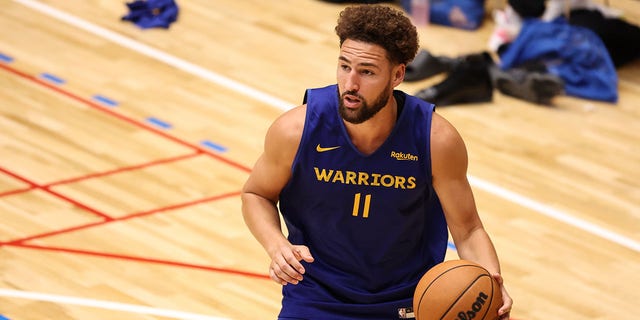 Klay Thompson #11 of the Golden State Warriors in action during the NBA Japan Games Team Practice on September 29, 2022, in Tokyo, Japan. 