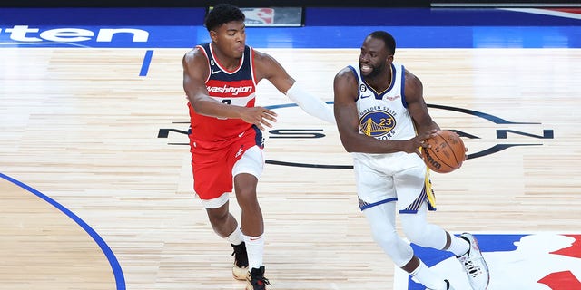 Draymond Green, #23 of the Golden State Warriors, in action during the NBA Japan Games between the Washington Wizards and the Golden State Warriors at Saitama Super Arena on Oct. 2, 2022 in Saitama, Japan.