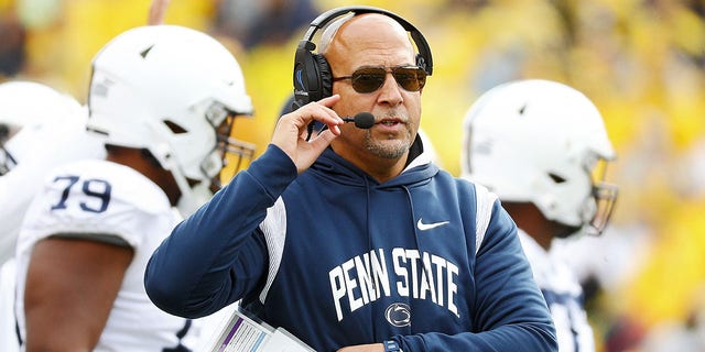 Head coach James Franklin of the Penn State Nittany Lions during the Wolverines game on Oct. 15, 2022, in Ann Arbor, Michigan.