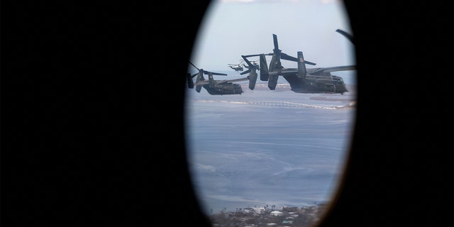 Aircraft are seen as President Biden and first lady Jill Biden visit Florida, Oct. 5, 2022.