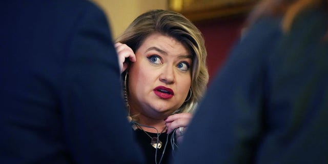 Rep. Kat Cammack, R-Fla., prepares for an interview in the U.S. Capitol ahead of a possible House vote on the Build Back Better Act and the infrastructure bill on Friday, November 5, 2021. 