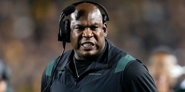 Michigan State head coach Mel Tucker watches against Michigan in the first half of an NCAA college football game in Ann Arbor, Mich., Saturday, Oct. 29, 2022. 