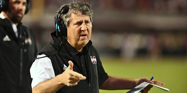 Sep 3, 2022; Starkville, Mississippi, USA; Mississippi State Bulldogs head coach Mike Leach reacts after a play against the Memphis Tigers during the fourth quarter at Davis Wade Stadium at Scott Field.