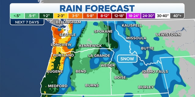 Rain forecast across the Northwest