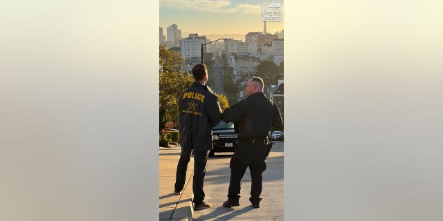 Secret Service is seen outside the home of Nancy and Paul Pelosi where Paul was the victim of a violent home invasion, Friday October 28, 2022.