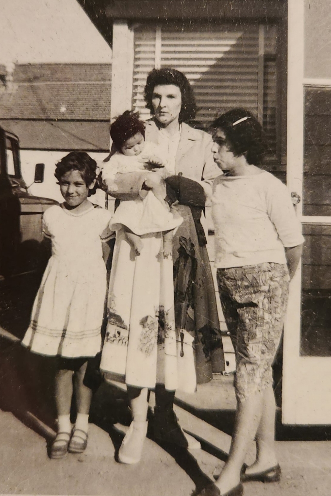 Trudy (from left), Rosalind and Marie Cruz with their mother, Geraldine in 1957. Geraldine had French, German and Dutch ancestry, Rosalind said, while the girls' father was of Mexican heritage.