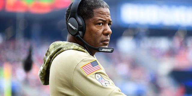 Then-defensive coordinator Steve Wilks of the Cleveland Browns on the sideline prior to a game against the Buffalo Bills on November 10, 2019 at FirstEnergy Stadium in Cleveland, Ohio.