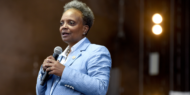 Mayor Lori Lightfoot introduces Jazmine Sullivan during 2022 Lollapalooza day one at Grant Park on July 28, 2022, in Chicago, Illinois