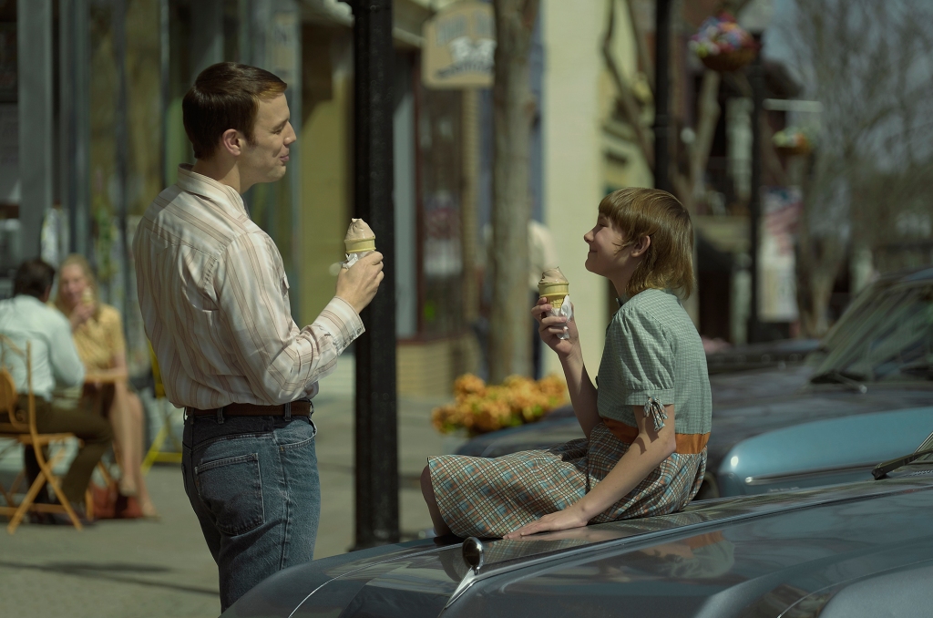 Jake Lacy as "B," Hendrix Yancey as Young Jan Broberg in Peacock's "A Friend of the Family."