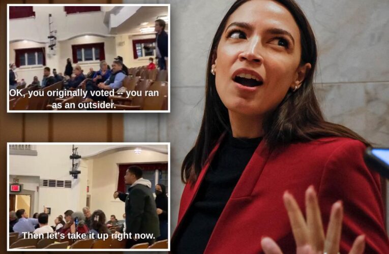 AOC heckled by anti-Ukraine war activists at town hall