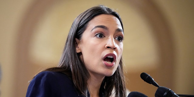 Rep. Alexandria Ocasio-Cortez (D-NY) speaks during a news conference on Capitol Hill Oct. 26, 2021.