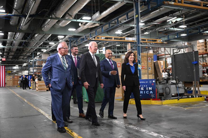 Biden visited the IBM facility with IBM CEO Arvand Krishna and New York Gov. Kathy Hochul.