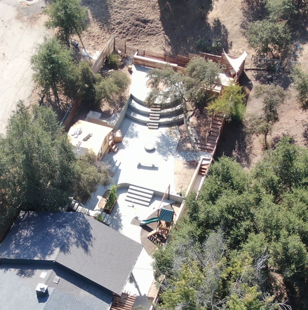 Aerial of Topanga Canyon home