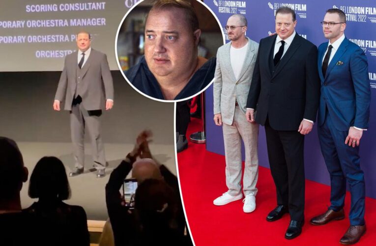 Brendan Fraser cries during another standing ovation for ‘The Whale’