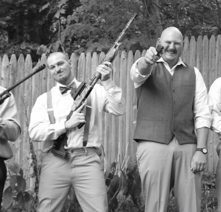 Nick Butcher shared pics holding guns, even at a wedding.