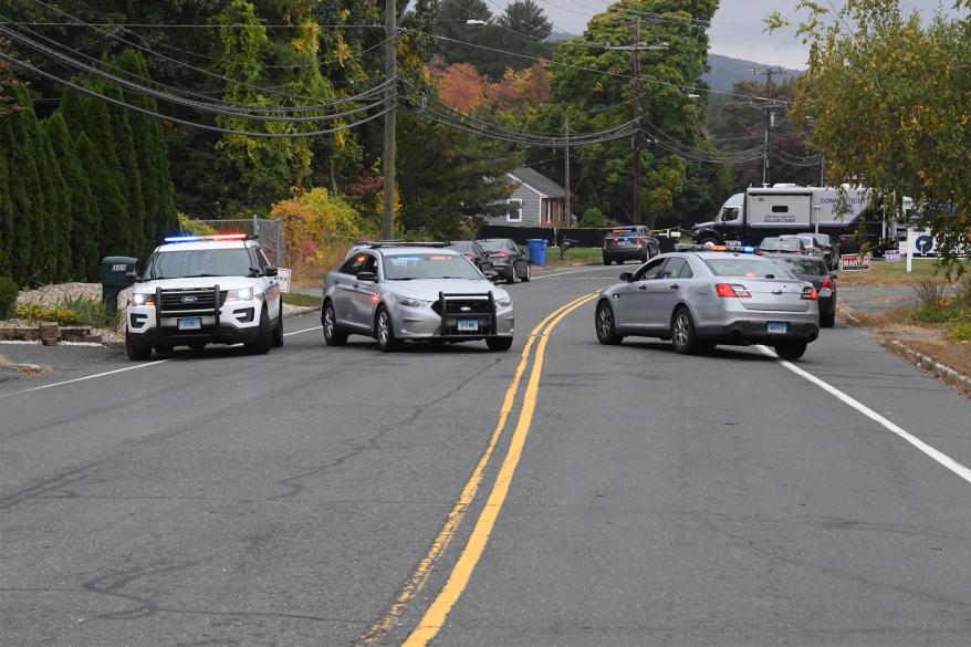 Police at the scene of the shooting in Bristol, Connecticut on October 13, 2022.