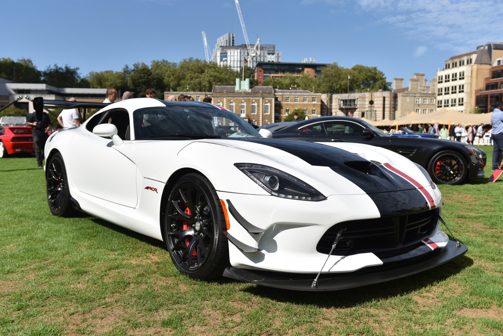 A Dodge Viper ACR Extreme is displayed during the London Concours at Honourable Artillery Company on August 20, 2020 in London, England. 