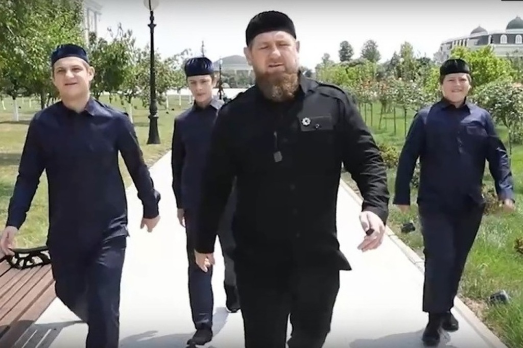 Chechen leader Ramzan Kadyrov with his sons Akhmat, Eli and Adam.