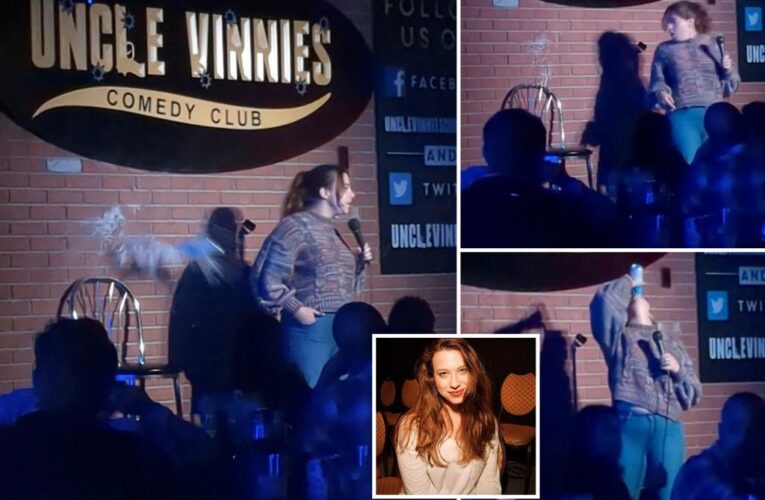 Comedian Ariel Elias chugs beer thrown at her by pro-Trump heckler