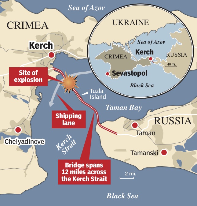 Crimea bridge blast map