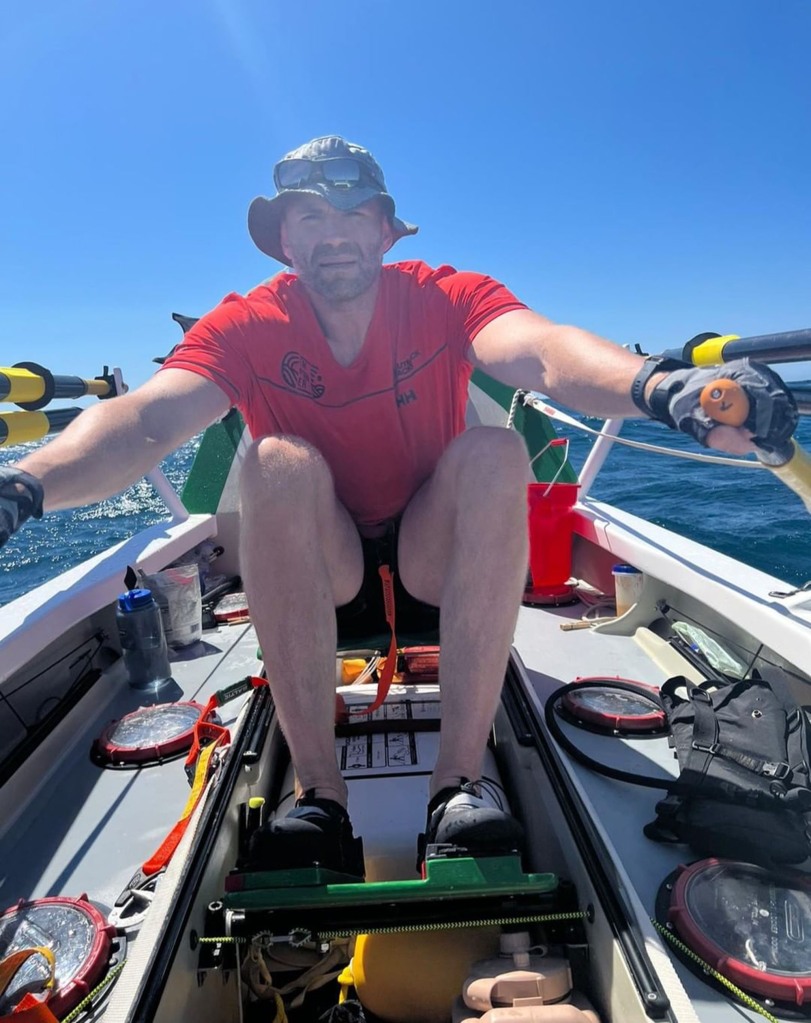 Damian Browne, 42,  rowing across the Atlantic Ocean.