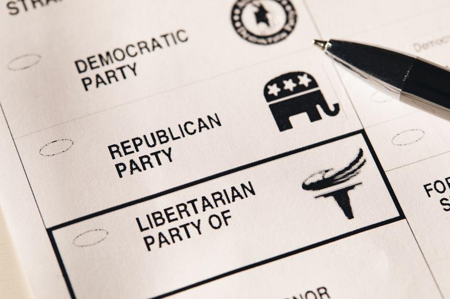 A picture of a political voting scantron.