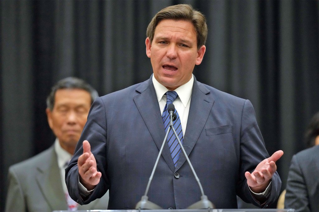 Florida Gov. DeSantis speaks during a press conference on September 23. 