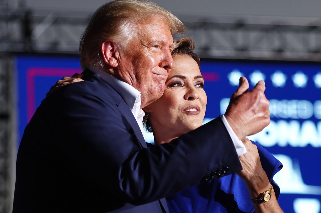 Former President Donald Trump holds a rally in Arizona with GOP governor candidate Kari Lake in October. 