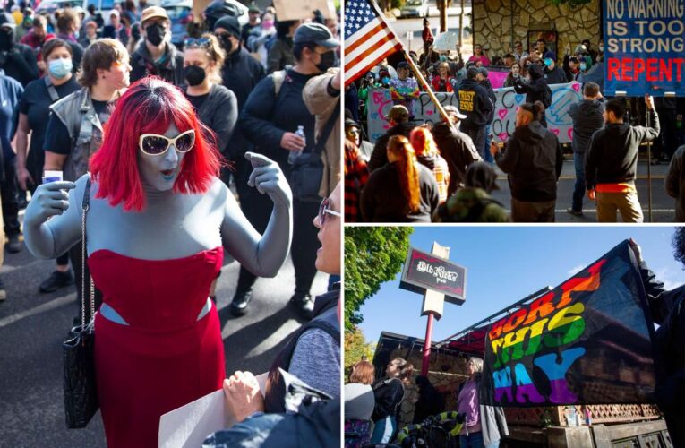 Protestors violently clash over drag queen story time at Oregon pub
