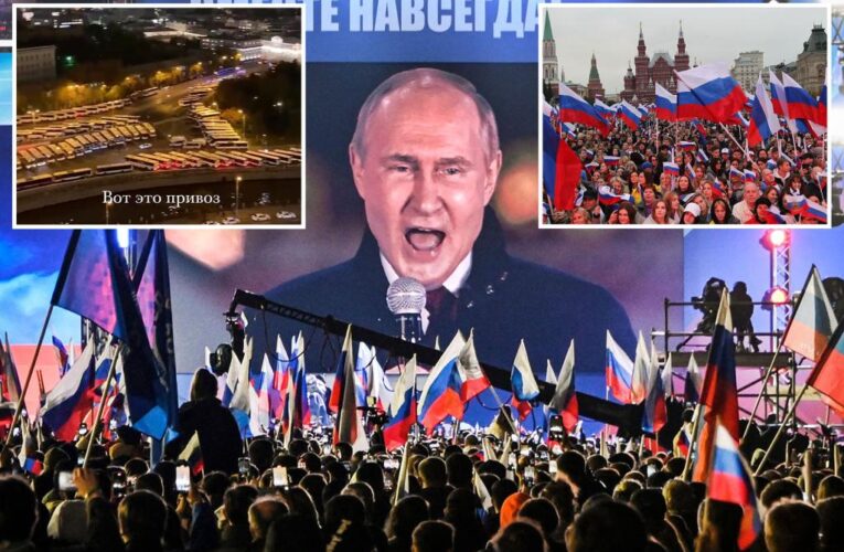 Fake cheers added to Putin’s annexation celebration