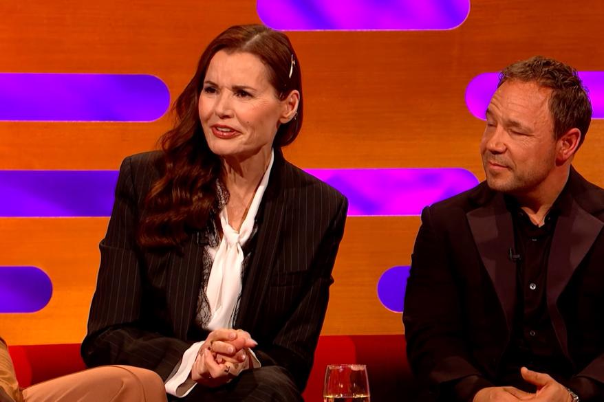 A picture of Geena Davis on a talk show recently.