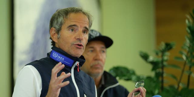 SCHWECHAT, AUSTRIA - SEPTEMBER 02: International Atomic Energy Agency (IAEA) Director General Rafael Grossi speaks to the media at Vienna International Airport upon his return from inspecting the Zaporizhzhia nuclear power plant on September 2, 2022 in Schwechat, Austria.