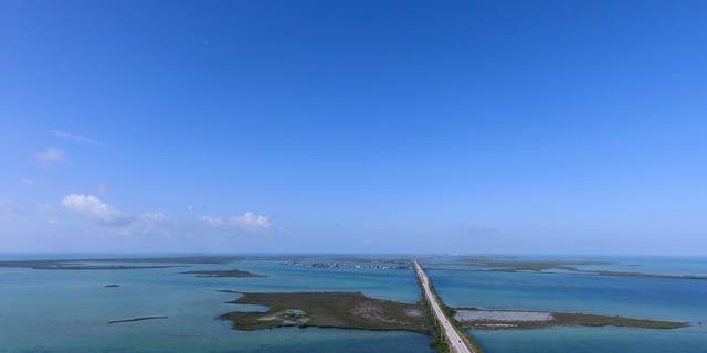 Traffic on Overseas Highway 1 shown from Sugarloaf Keys looking towards Lower Sugarloaf Key