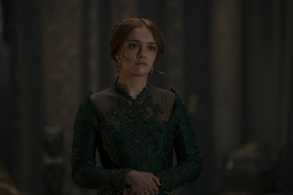 Alicent Hightower (Olivia Cooke) is stressed on "House of the Dragon." 