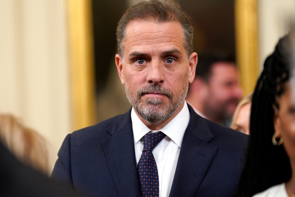 Hunter Biden, son of U.S. President Joe Biden, leaves after the award ceremony of the Presidential Medals of Freedom to seventeen recipients in the East Room at the White House in Washington on July 7, 2022.