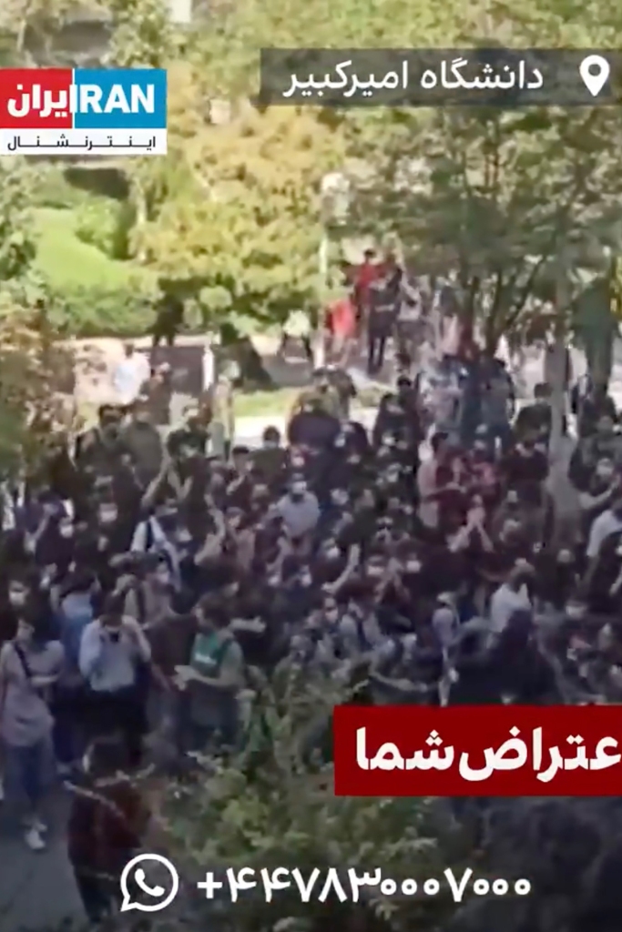 Hundreds of students protested Iranian President Ebrahim Raisi’s visit to the all-women Alzahra University.
