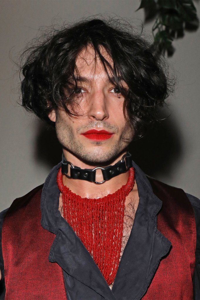 Ezra Miller attends the after-show party for the Alexander McQueen SS22 Womenswear Show at The Standard on October 12, 2021, in London, England.