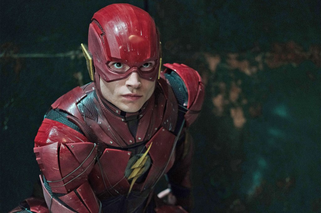 Ezra Miller as The Flash in "Justice League" in 2017.